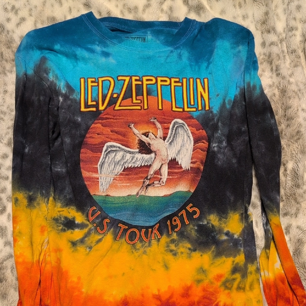 Led Zeppelin Tie-Dye Long Sleeve Shirt - Blue and Orange
